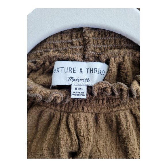 Madewell l/s Ruffled Mockneck Top Textured XXS in Asparagus Olive Green - Picture 9 of 14